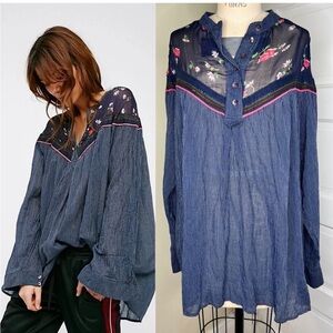 Like New! Free People Hearts and Colors Top in Navy Stripe